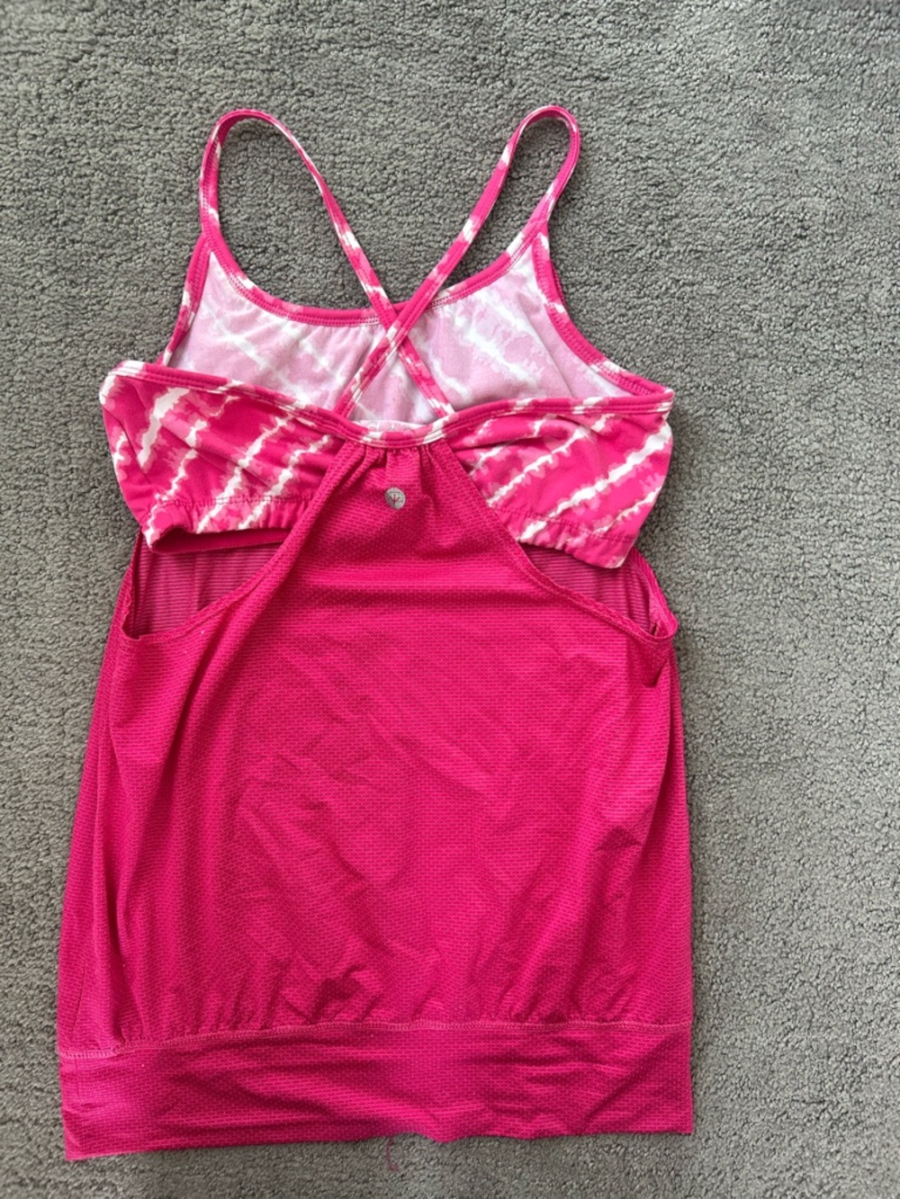 Soybu Hot Pink Tie-Dye Strappy Back Workout Tank Built-In Bra Yoga Size S - Picture 6 of 11